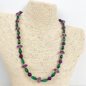 Amethyst and Malachite Bead Necklace